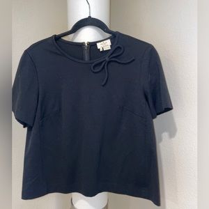 KATE SPADE Bow Ponte Bow Neck Top in Black Sz 10 (M/L) Back Zip Designer